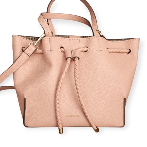 Anne Klein Light Pink Bucket Bag with Braided Design NWOT - Picture 1 of 9